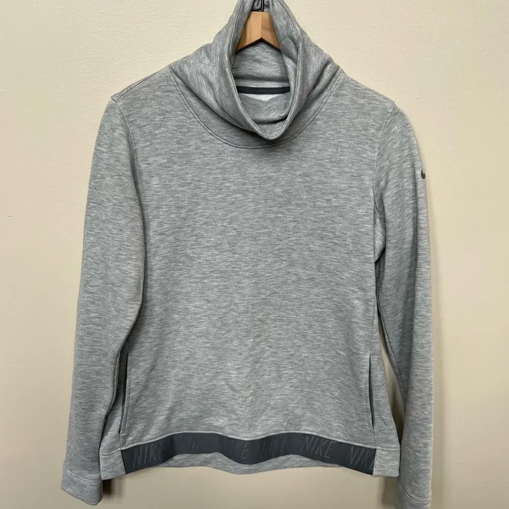 Nike Dry Cowl Funnel Neck Pullover Top Heather Gray Medium